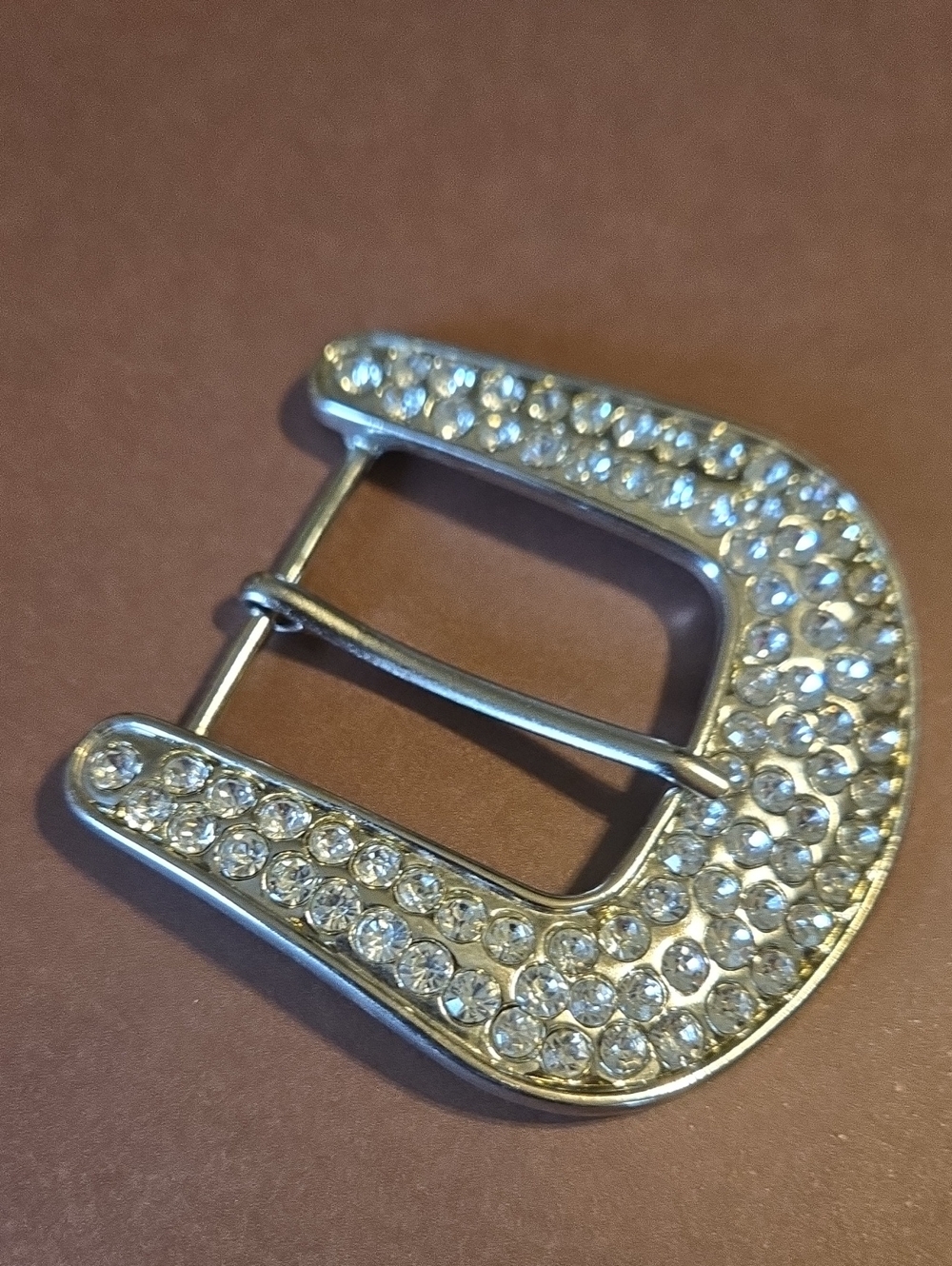 Rhinestone Belt Buckle in Silver & Black